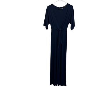 Forever 21 Contemporary Navy Blue Tie Front Jumpsuit XS Extra‎ Small